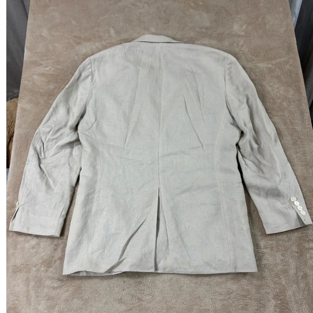 Lauren Ralph Lauren Black Label Linen Blazer‎ Men 36R Beige Floral Pattern Lined